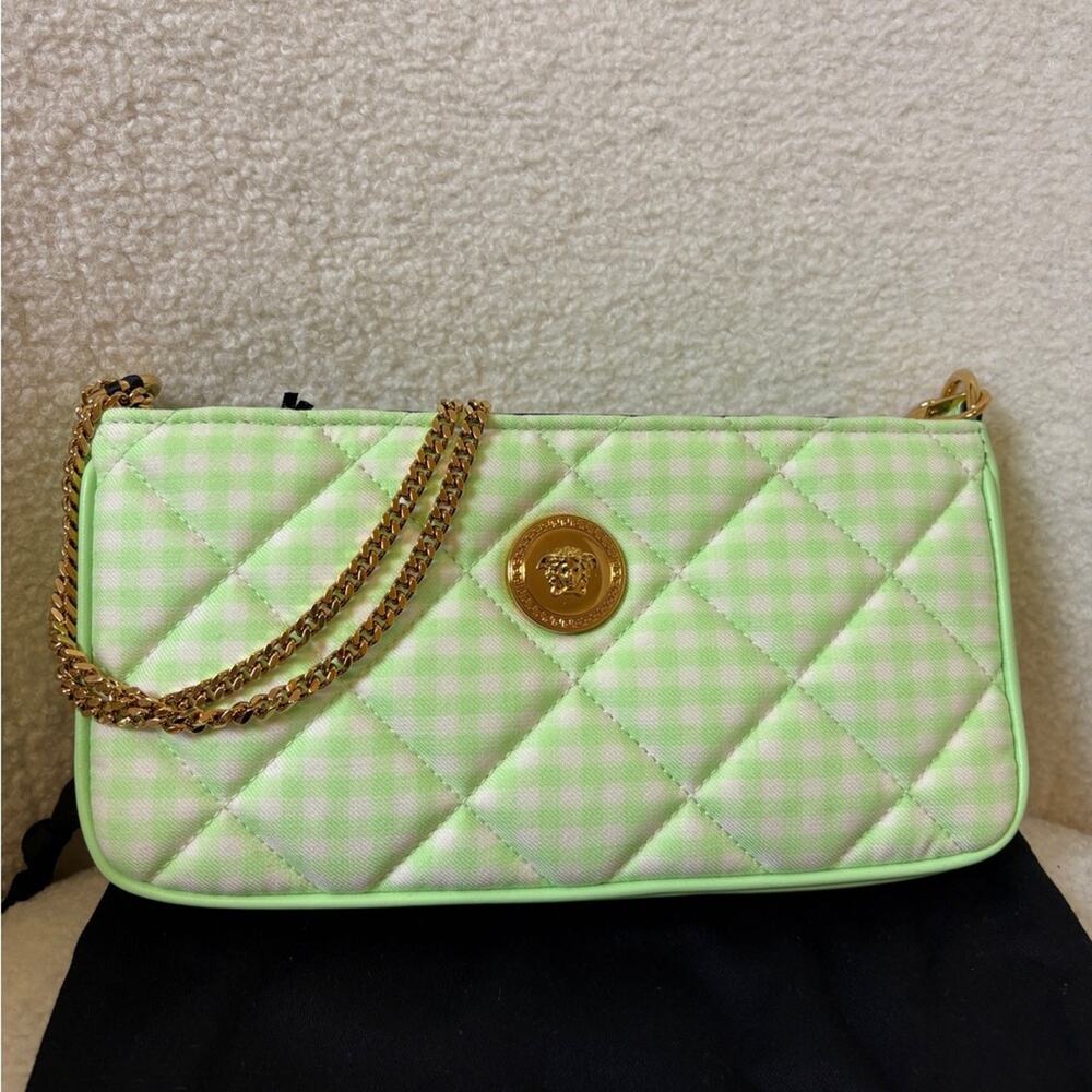 Versace Green Checkered Bag Women's NWT - Picture 4 of 10